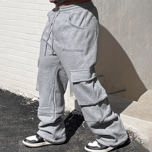 Pantalones de algodón de corte recto para hombre Nesta Sports, pantalones largos deportivos informales de cintura media con cordón y bolsillos - Product Image 1