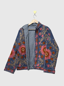 Veste en velours brodée bohème à manches longues, col montant, motif floral, grande taille, vêtements d'automne pour femmes - Product Image 3