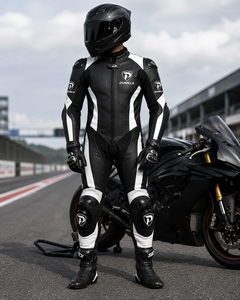 Dumela Custom Genuine Leather Waterproof Windproof Motorbike <b>Suit</b> Full <b>Body</b> Protection Black <b>White</b> Breathable Unisex Auto Racing - Product Image 4