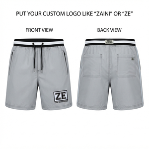 Short coupe-vent en polyester haute performance 160g blanc rose pour homme, décontracté, taille mi-haute avec cordon de serrage ZAINI ZI-203 Sérigraphie - Product Image 1