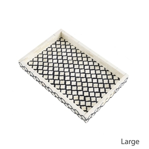 Plateau de service en résine avec incrustation d'os, plateau de service alimentaire pour le petit-déjeuner, plateau de rangement pour la cuisine, salon, salle de bain, hôpital et extérieur - Product Image 2
