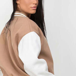 Blouson universitaire en laine tricotée respirante pour femme, nouvelle mode, avec détails lettres, style uniforme universitaire, coupe oversize, vente en gros - Product Image 3