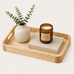 Modern Minimalist Solid Ash Wood Serving <b>Tray</b> With Cut-Out Handles Rectangular Eco-Friendly Decorative Platter For <b>Breakfast</b> Use - Product Image 4