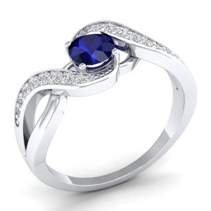 Anillo REYES de Oro Blanco de 14K de Primera Calidad con Zafiro Azul de Corte Redondo de 0.84 Quilates y Moissanita a Precios de Mayoreo - Product Image 2