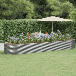 Jardinière surélevée en acier gris thermolaqué 200,8 x 55,1 x 26,8 po - Product Image 1