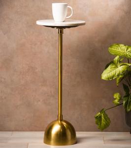 Modern Brass <b>Side</b> <b>Table</b> <b>Round</b> Marble Top <b>Gold</b> Finish Indoor Home Decor Living Room Stand Durable Design - Product Image 1
