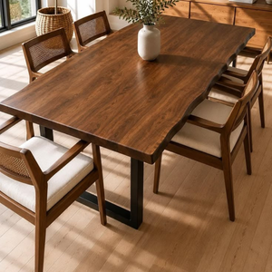 Conjunto de comedor para exteriores resistente a los rayos UV, muebles de patio de madera/aluminio, juego de mesa de jardín con cojines personalizados, juego de comedor de 4, 6 u 8 plazas - Product Image 1