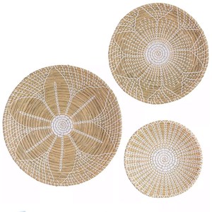 Ensemble de paniers muraux tissés, plateau suspendu en jonc de mer, plateau décoratif de style bohème, décoration naturelle pour la maison, fait main, à suspendre au mur - Product Image 1