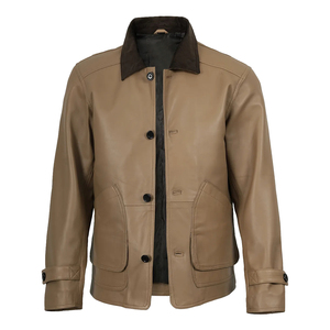 Soft Lambskin <b>Men</b> Leather Jacket Slim Fit Lightweight Casual Motorbike Style Leather Coat OEM Factory Direct Price - Product Image 3