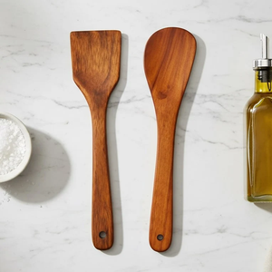 Espátula de madera natural y maciza, utensilios de cocina personalizados con mango largo, al por mayor. - Product Image 4