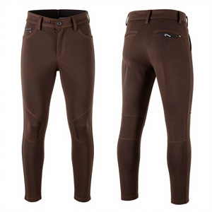 Pantalon d'équitation sportif pour femme Enrobe, taille mi-haute, fermeture éclair, en cuir PU et polyester, emballage personnalisé, avec inserts en silicone pour l'équitation - Product Image 2