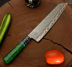 Couteau de cuisine LEGACY BLADES en acier Damas cuivré de qualité supérieure, manche en résine fait main, logo personnalisé, fabricant OEM en gros - Product Image 6