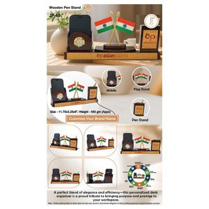 Organisateur de bureau promotionnel en bois naturel avec personnalisation et impression pour la remise des diplômes et Noël - Product Image 4