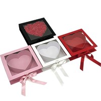 Boîte cadeau en PVC transparent de haute qualité, carrée et en forme de cœur, pour bouquet de roses préservées, emballage pour la Saint-Valentin