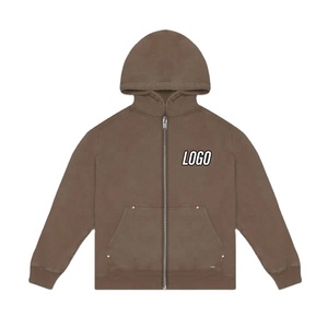 Streetwear personnalisé 3D broderie bouffée impression sweat à capuche zippé sweat à capuche en coton avec fermeture éclair sweats à capuche épais vierges avec fermeture éclair complète - Product Image 1