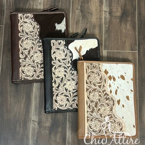 Carpeta Portafolio de Cuero Vacuno de Alta Calidad con Cierre de Cremallera, Anillas y Bloc de Notas, Organizador de Negocios - Product Image 1
