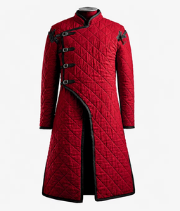 Abrigo Gambeson Medieval Rojo, Chaqueta Acolchada Aketon de Manga Larga, Disfraz Histórico para Cosplay, Representaciones Históricas y Teatro - Product Image 3