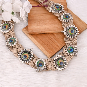 Handmade Jute Thread <b>Necklace</b> with <b>Ring</b> & Earring Set Boho Eco-Friendly Layered Statement Fashion Jewelry for Women - Product Image 4