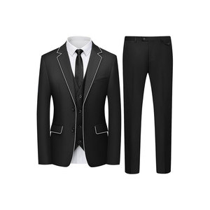 Ensemble de costume d'affaires 3 pièces pour homme avec gilet, veste, pantalon plissé en crochet, col mandarin, double boutonnage - Product Image 4