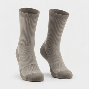 Crew <b>Socks</b> Solid Gray Knitted Breathable Polyester Spandex <b>Running</b> Athletic Summer Adults Regular Style - Product Image 1