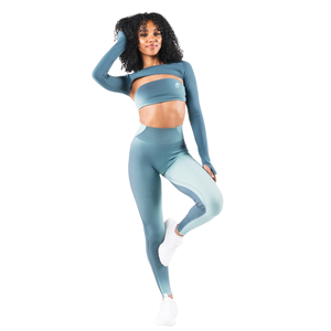 <b>Women's</b> Long Sleeve <b>Shrug</b> Crop Top Stretch Fit Lightweight Fabric Athletic Workout Yoga Gym Layered Activewear Style - Product Image 4