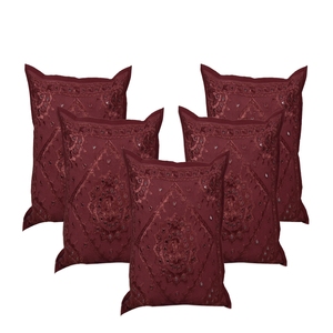 Funda de cojín india de diseño tradicional con bordado de espejos, ligera, 100% algodón, para decoración del hogar. - Product Image 4