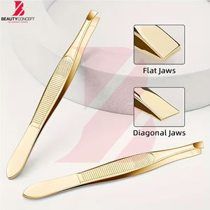 Pinzas para Cejas de Alta Calidad, Color Dorado, Nuevo Diseño Ergonómico Personalizado, Mango Antideslizante y Rendimiento Duradero - Product Image 3