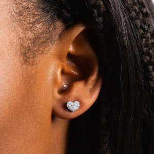 Heart Shape Moissanite <b>Stud</b> Earrings VVS1 D Color 925 <b>Sterling</b> <b>Silver</b> Iced Out Heart Earrings - Product Image 1