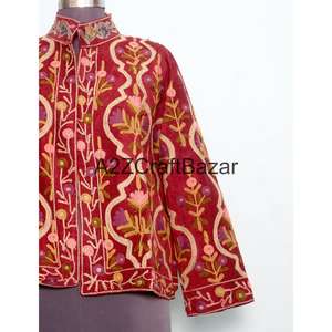 Chaqueta Acolchada con Botones y Bordado Floral, Forro de Algodón a Rayas, Hecha a Mano, para Invierno y Otoño, de Secado Rápido, Ecológica y Transpirable - Product Image 2