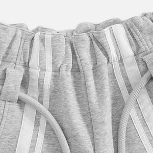 Brown Flare Sweatpants With Pink Print Elastic Waist Drawstring Casual Joggers 100% Cotton Midweight Autumn Wear - Product Image 5