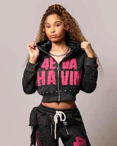 Custom Distressed <b>Embroidery</b> Zip up Hoodie Sweatpants <b>Set</b> Men's Manufacturer Tracksuit Rhinestone Sun Faded Acid Wash Sweatsuit - Product Image 3
