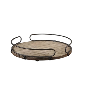Plateau décoratif en bois de forme ronde, design moderne, pour la décoration de la maison, idéal pour la salle à manger, les restaurants et les bars. - Product Image 6