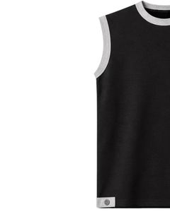 Customized Men Black Sleeveless Tank Top And Shorts Set Casual Summer Cotton Outfit <b>Light</b> Gray Trim Drawstring Two Piece Set - Product Image 3