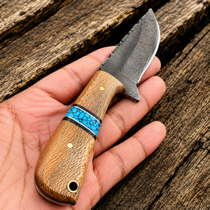 Cuchillo Skinner Hecho a Mano Personalizado de Fabricación Industrial Edge Master, Mango de Madera y Resina, Hoja Fija de Acero D2, Funda de Cuero - Product Image 5