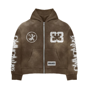 Custom Men Vintage Washed Tracksuit Set Zip Hoodie Jogger Set Streetwear Sweat <b>Suit</b> OEM ODM Private Label 2026 - Product Image 3