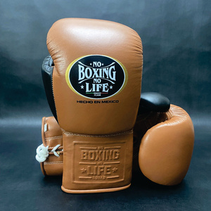 Nouveaux gants de boxe marron et noir, modèle dernier cri, No Boxing No Life, pour entraînement professionnel, à lacets, pour salle de sport, maison, extérieur - Product Image 1