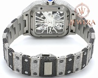 Reloj de Pulsera de Acero Inoxidable para Hombre, de Lujo, con Cristal Analógico y Diamantes de Imitación Brillantes, Ideal para Bodas y Fiestas