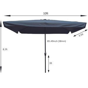 Ombrellone da Esterno Impermeabile 3x2m con Manovella e Pulsante di Inclinazione per Giardino, Cortile, Piscina o Mare - Product Image 4