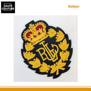 Badges brodés à la main à coudre, tailles et couleurs personnalisées disponibles - Meilleures ventes - Marques avec feuilles d'or et couronne - Product Image 4