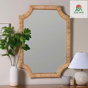 Natural Rattan 27 3/4" x 38" Rectangular Wall <b>Mirror</b>.Natural finish over rattan frame. Non-beveled glass. - Product Image 5