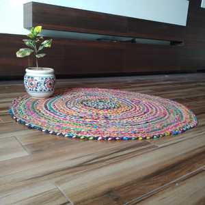 Tapis de sol en jute multicolore grande taille à poils longs, fabriqués à partir de sangles en tissu, recyclables, pour salle de bain, disponibles en taille personnalisée - Product Image 4