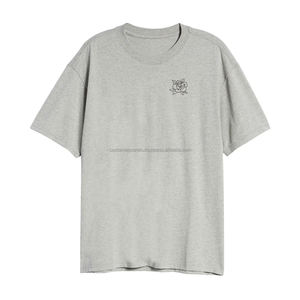 T-shirts gris personnalisés 220 gsm coton logo oem broderie qualité supérieure marque privée fournisseur en vrac pour les marques de streetwear - Product Image 4