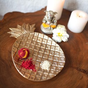 Bandeja Decorativa de Latón con Forma de Piña, Hecha a Mano, para Servir, Decoración del Hogar, Centro de Mesa, Decoración Festiva - Product Image 2