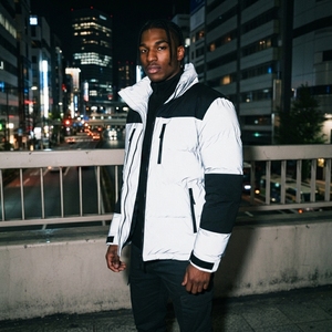 Men <b>White</b> Black Color Block <b>Puffer</b> <b>Jacket</b> Quilted Winter Coat Stand Collar Full Zip Insulated Outdoor Casual <b>Jacket</b> - Product Image 3