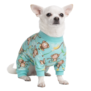 Dog <b>Pajamas</b> <b>Onesie</b> Monkey Print Soft Stretch Pet Sleepwear Cozy Breathable All Season Nightwear For Small Medium Dogs Indoor Use - Product Image 3