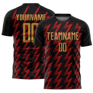 Ensemble Maillot et Short de Football Noir et Rouge Éclair, 100% Polyester, Maille Respirante, Personnalisable avec Logo d'Équipe - Meilleures Ventes - Product Image 2
