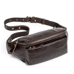 Sac banane unisexe élégant en cuir de vachette avec fermeture éclair, sacs de taille personnalisés pour hommes en cuir véritable de haute qualité - Product Image 5