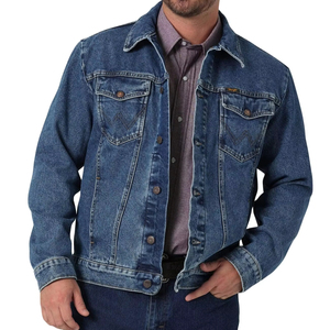 Blouson en jean pour homme, collection automne-hiver, avec logo personnalisé, doublure en fourrure épaisse, manteau d'extérieur, style streetwear décontracté, coupe ajustée - Product Image 1