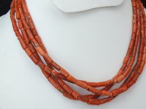 Perles tubulaires en corail rouge, brin de 16 pouces, pierre italienne, 5x3-10x5 mm environ, certifiées par un tiers pour la fabrication de bijoux - Product Image 2