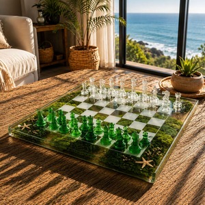 Juego de ajedrez de resina personalizado con tablero, tamaño del rey único, piezas de ajedrez modernas, figuras de resina epoxi, artesanía, decoración del hogar. - Product Image 4